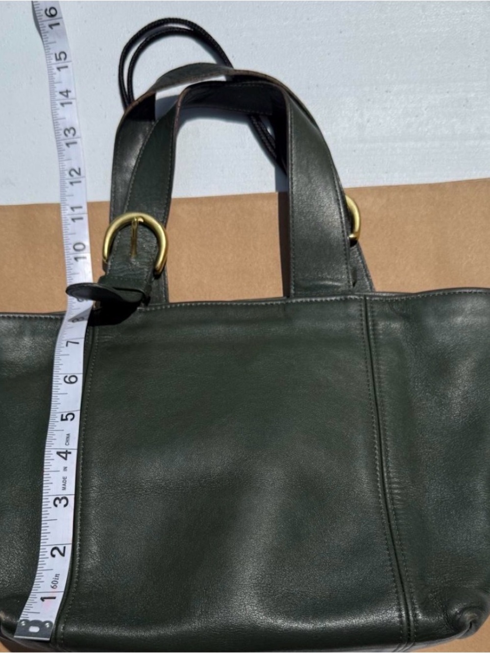 Coach Bottle Green Waverly Leather Tote with Gold Hardware - Picture 3 of 8